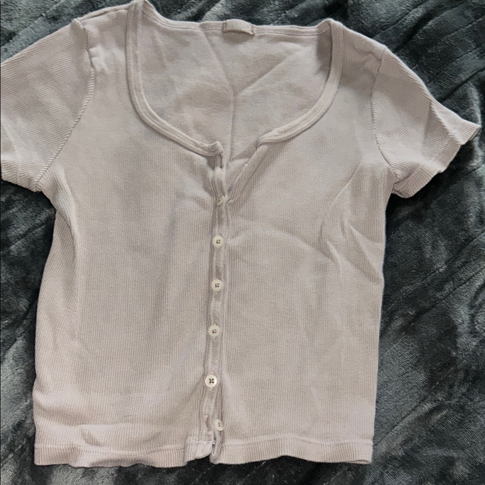 Brandy Melville Button-Up Cream Shirt
